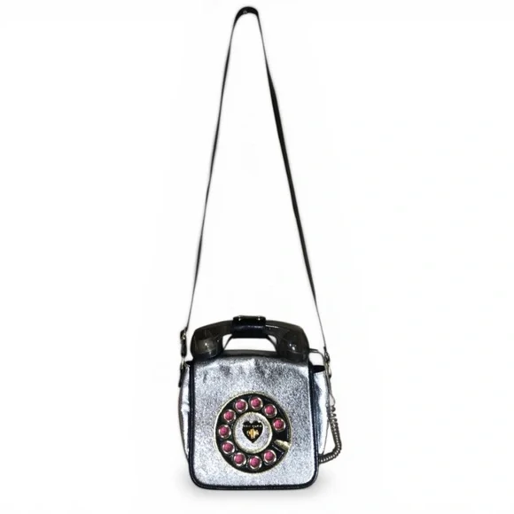 RETRO BETSEY JOHNSON Kitsch Silver Phone Crossbody Bag - Picture 3 of 7